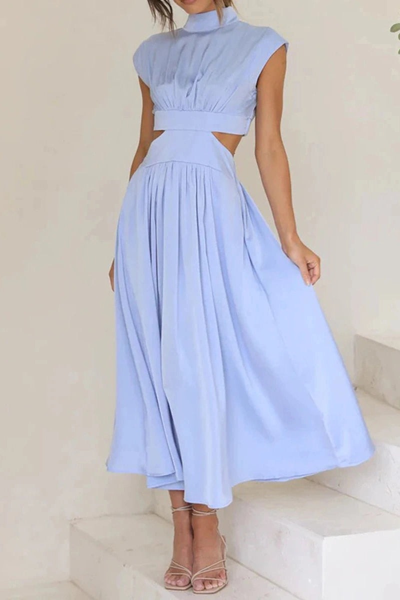 Glorol - Hollow-Out Sleeveless Loose Maxi Dress