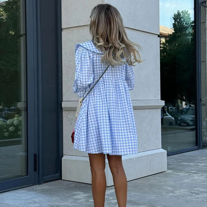 Glorol - Printed A-Line Loose Flare Sleeve Mini Dress