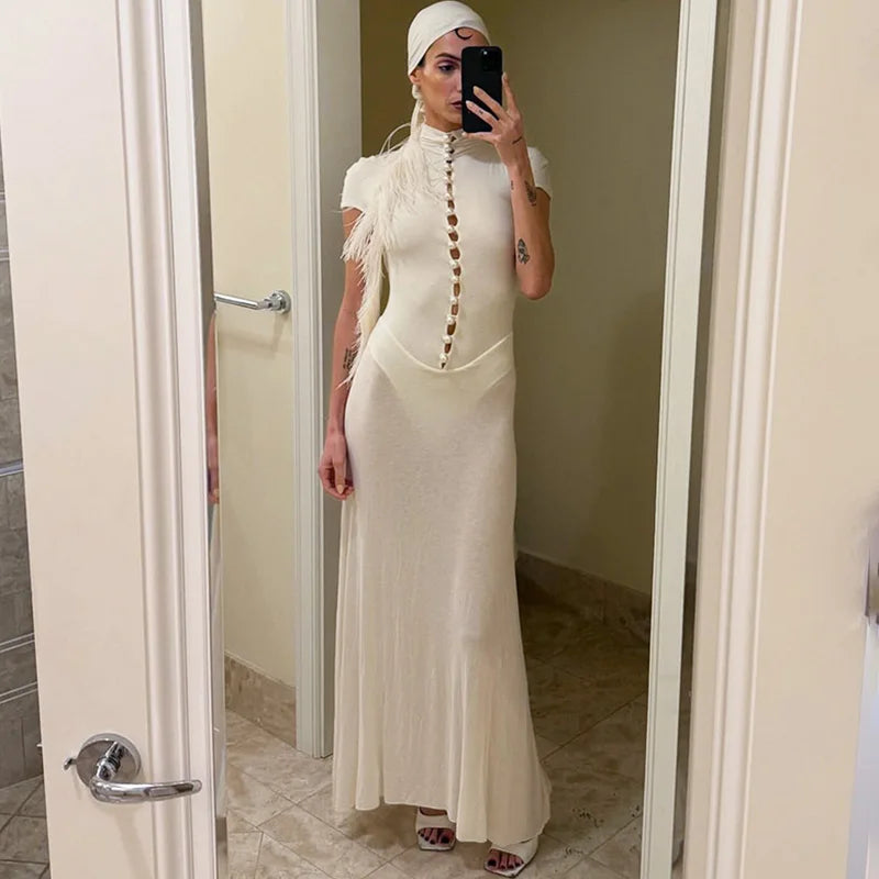 Glorol - Hollow Out See Through Patchwork Maxi Dress