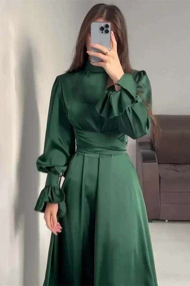 Glorol - Patchwork Slim Lace-Up Maxi Dress
