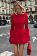 Glorol - Elegant Slim Patchwork High Waist Mini Dress