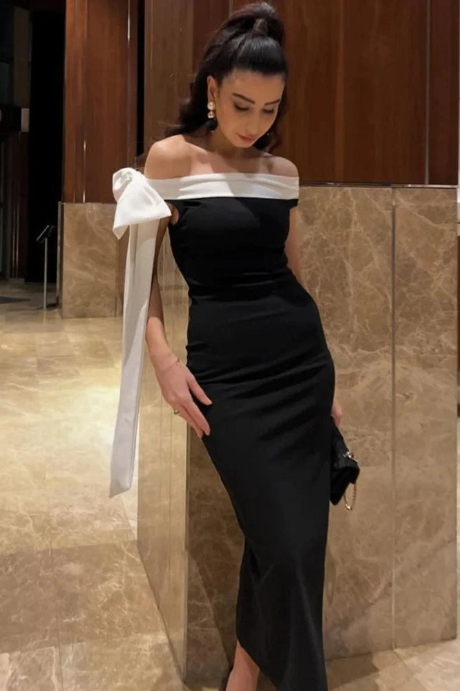 Glorol - Sleeveless Off-shoulder High Waist Bodycon Maxi Dress