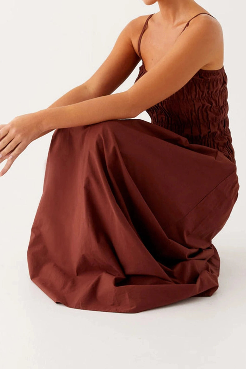 Glorol - Sleeveless Spaghetti Strap Maxi Dress