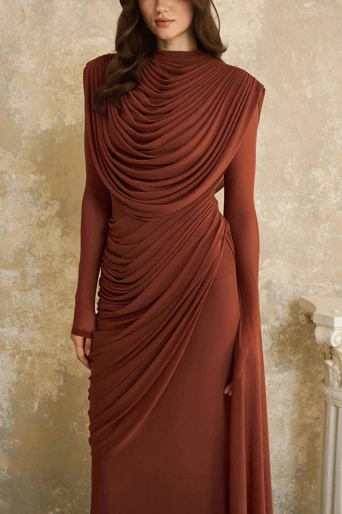 Glorol - Elegant Long Sleeve Slim Maxi Dress
