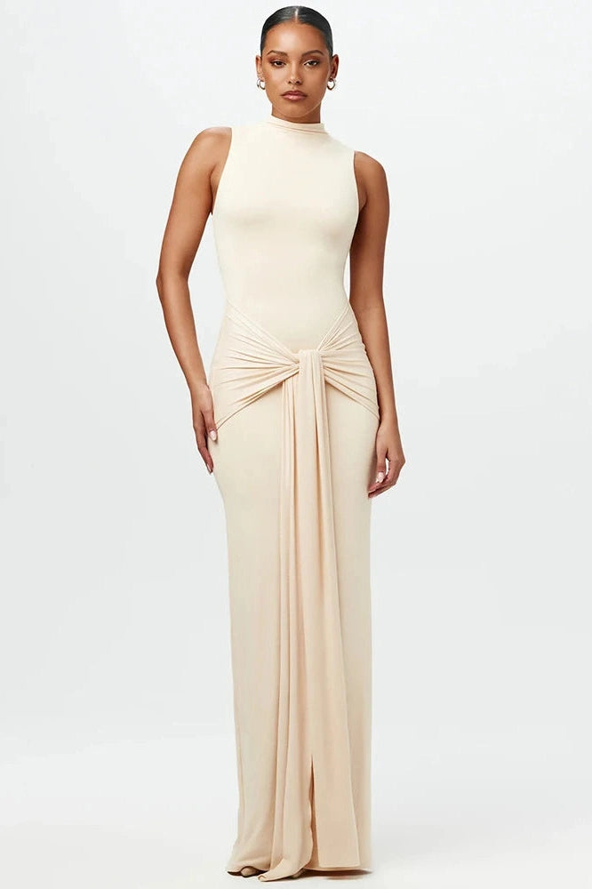 Glorol - High Collar Sleeveless Bodycon Maxi Dress