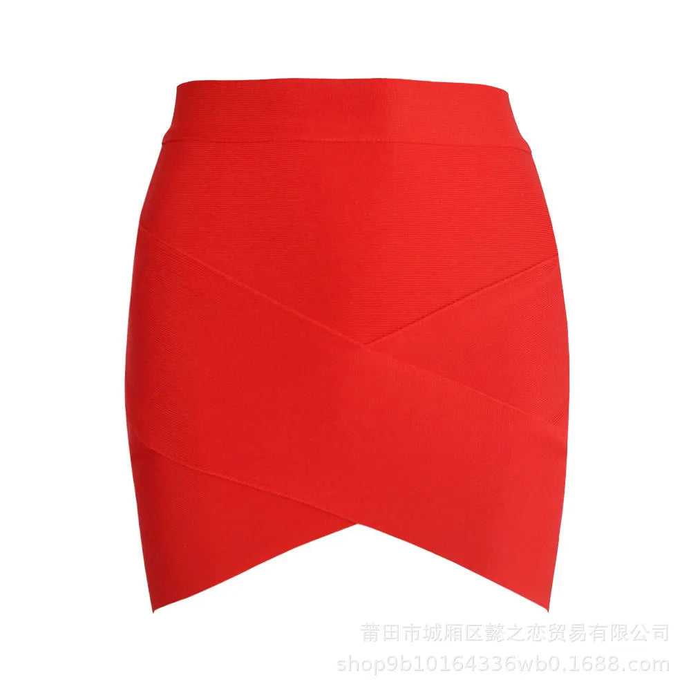 Glorol - High Waist Slit Bandage Hip Wrap Skirt
