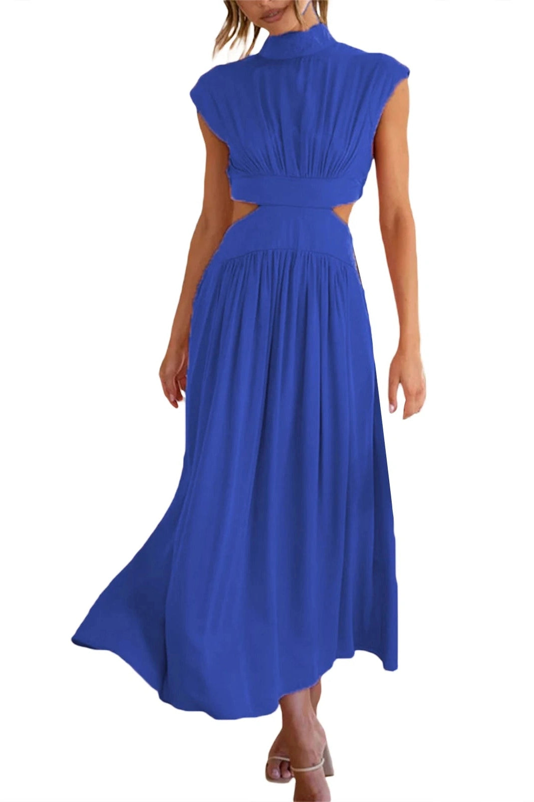 Glorol - Hollow-Out Sleeveless Loose Maxi Dress