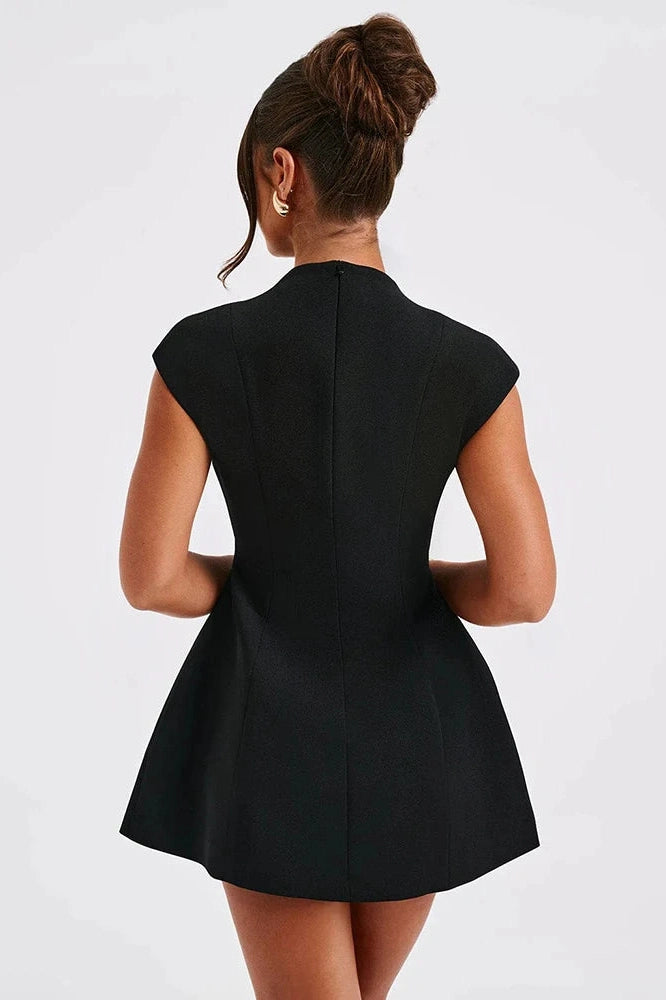 Glorol - Sleeveless Deep V Neck A-line Mini Dress