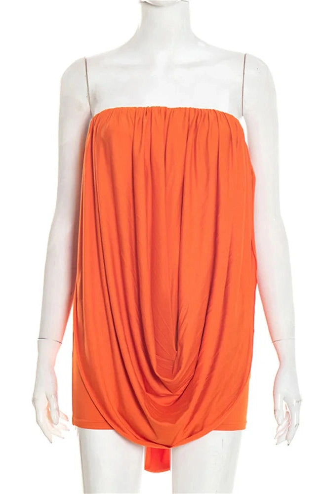 Glorol - Pleated Loose Patchwork High Waist Mini Dress