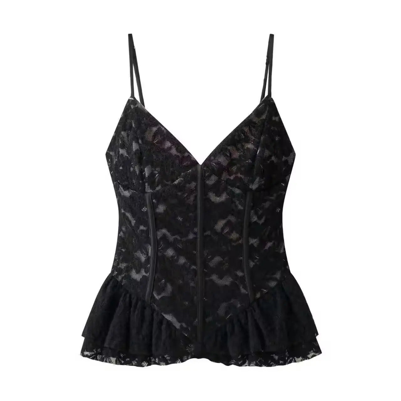 Glorol - Lace V-Neck Slim Sleeveless Top