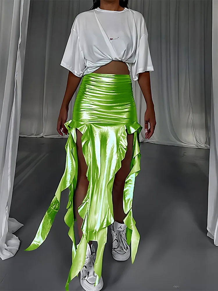 Glorol - High Waist Bodycon Hollow Out Skirt