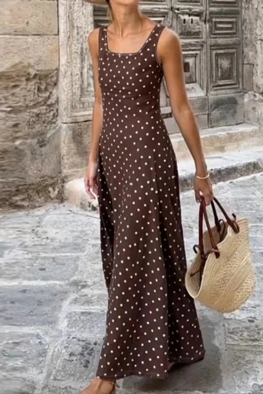 Glorol - Elegant U-Collar Sleeveless Slim Backless High Waist Maxi Dress