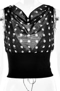Glorol - Patchwork Backless Lace-Up Top