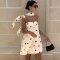 Glorol - Off Shoulder Backless Pleated Loose Mini Dress