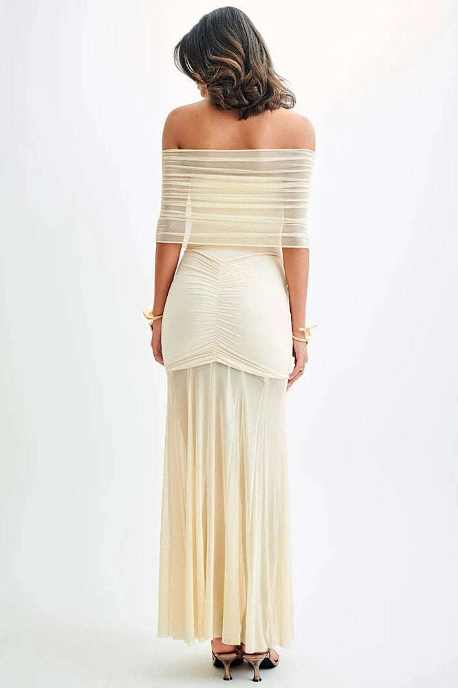 Glorol - Off-shoulder Strapless Sleeveless Backless Maxi Dress
