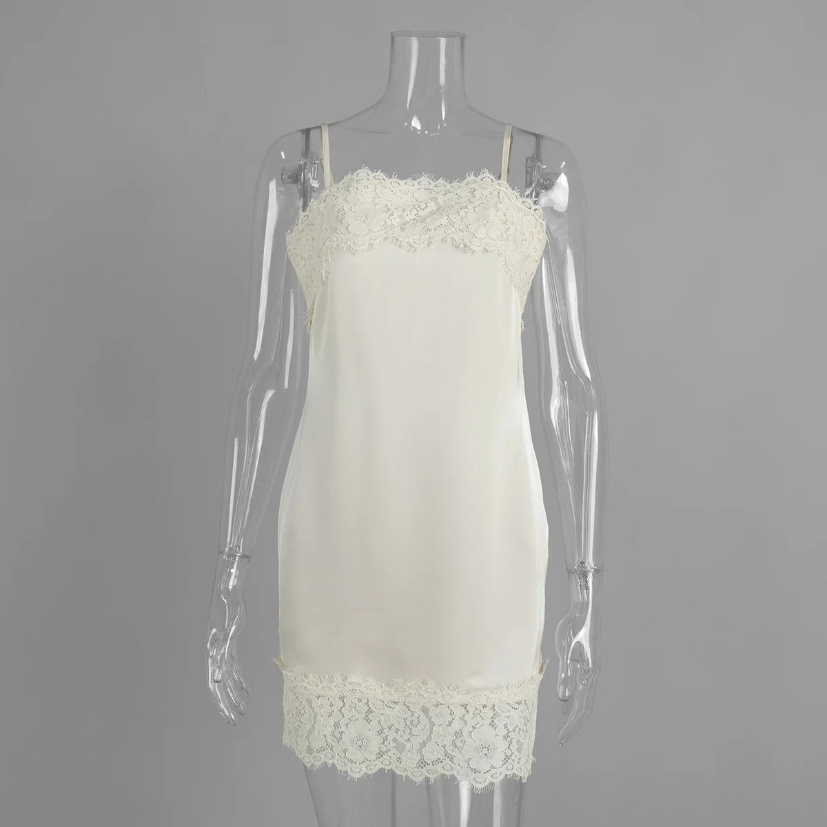 Glorol - Lace Sleeveless Loose Spaghetti Strap Mini Dress