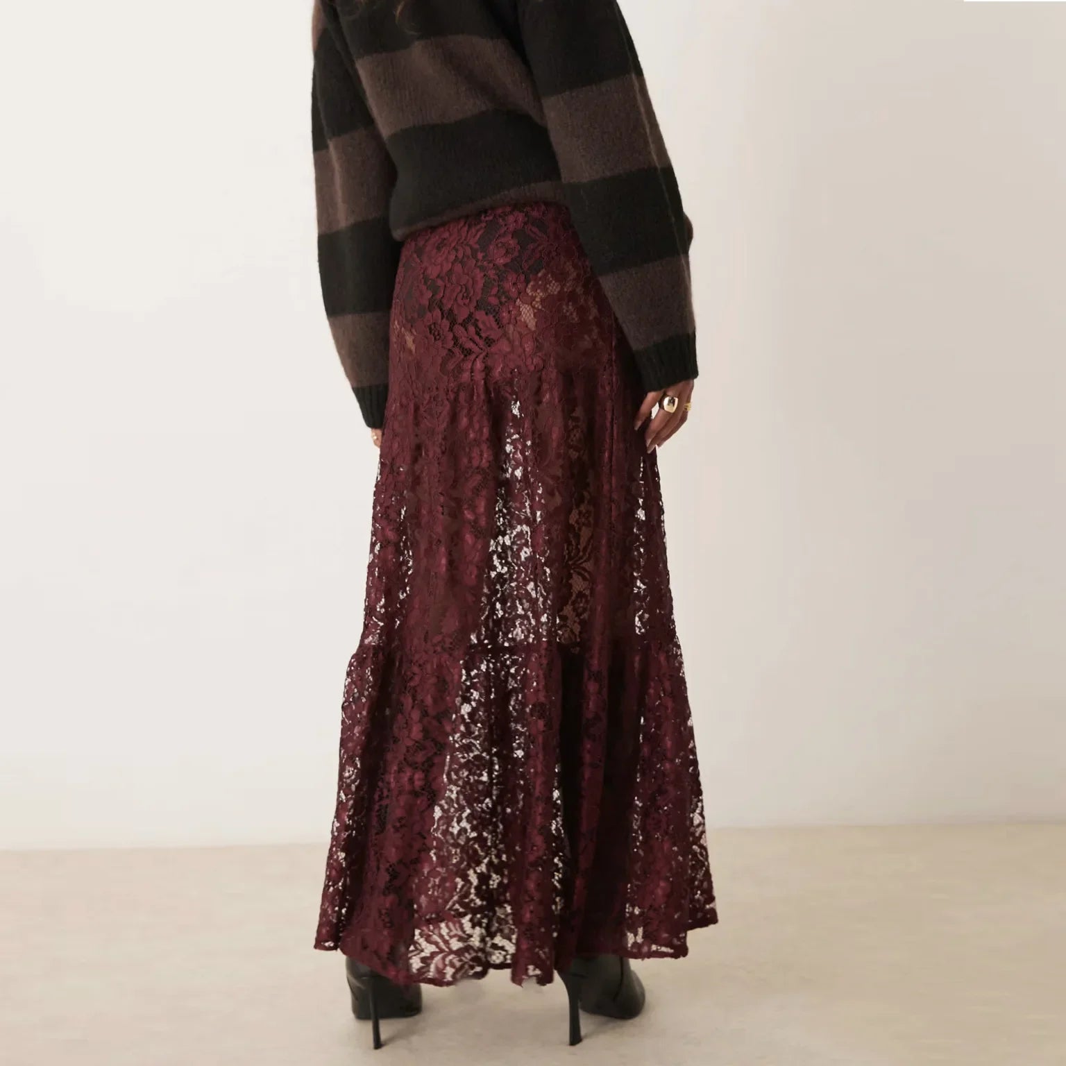 Glorol - Lace High Waist See Through Skirt