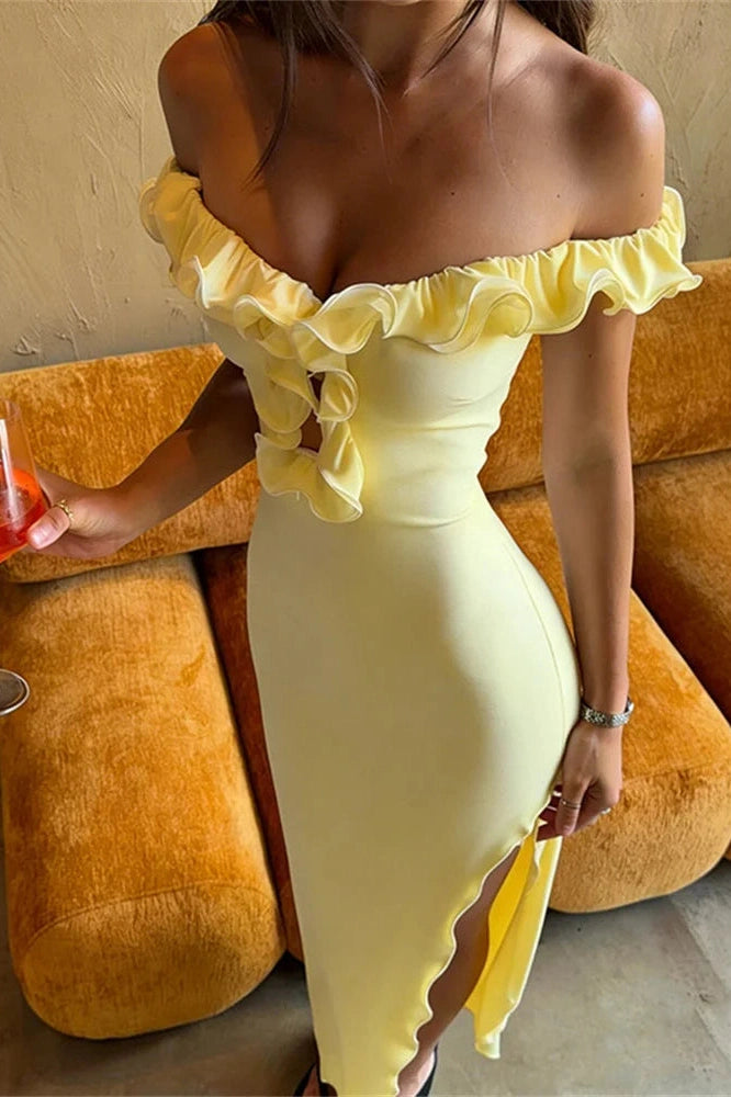 Glorol - Hollow Out Backless High Waist Midi Dress