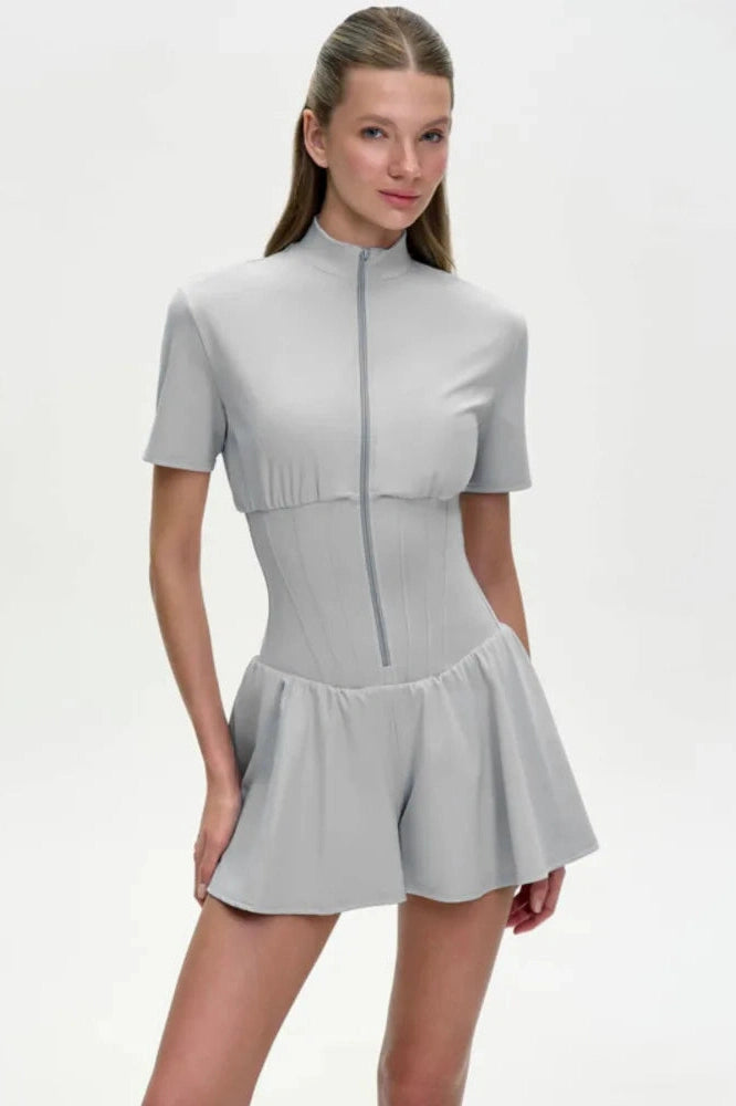 Glorol - 2026 Zipper Short Sleeve Bodycon Jumpsuit