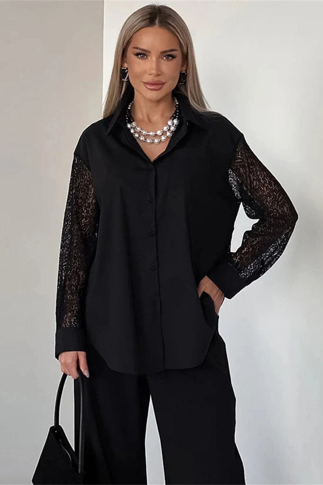 Glorol - Hollow Out Lace Printed Backless Top
