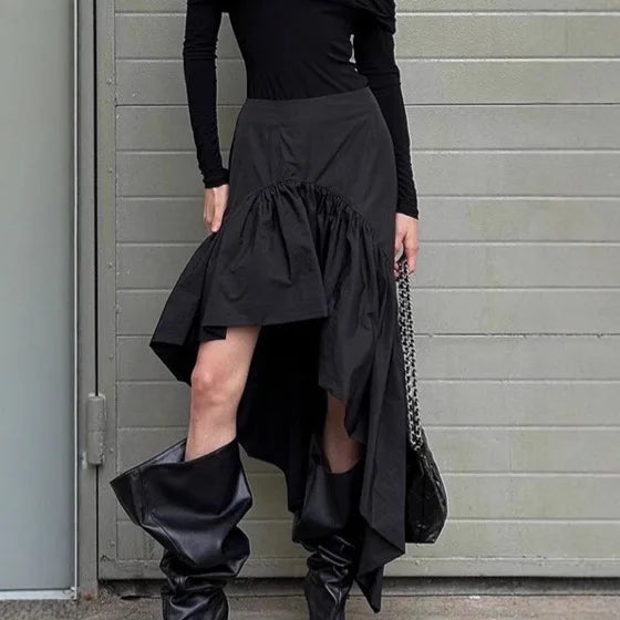 Glorol - High Waist A-line Splice Skirt