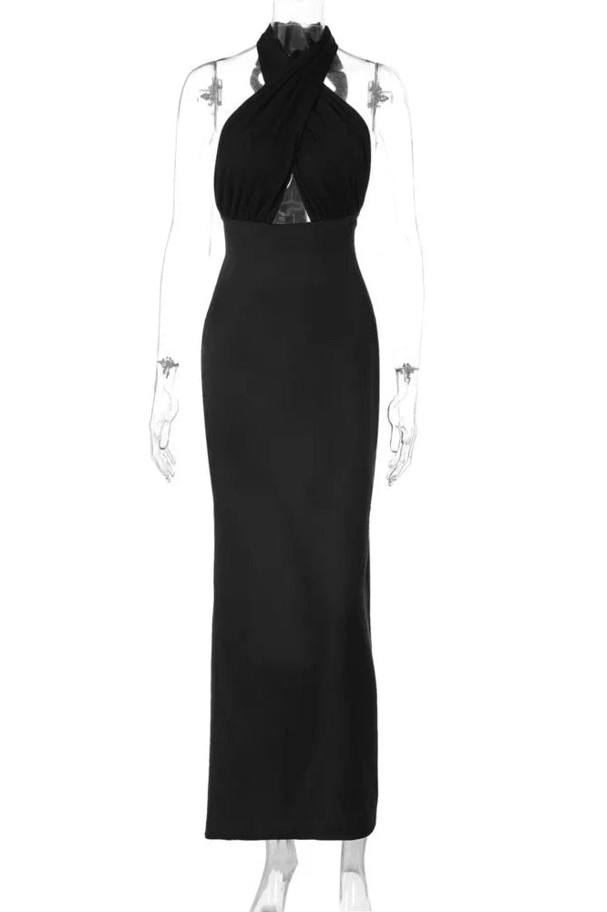 Glorol - Hollow Out Backless Sleeveless Strapless Bodycon Maxi Dress