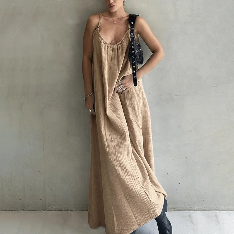 Glorol - Elegant Patchwork Sleeveless Backless Maxi Dress