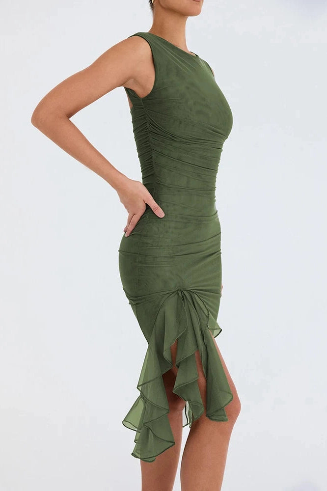Glorol - Elegant Sleeveless Backless Midi Dress