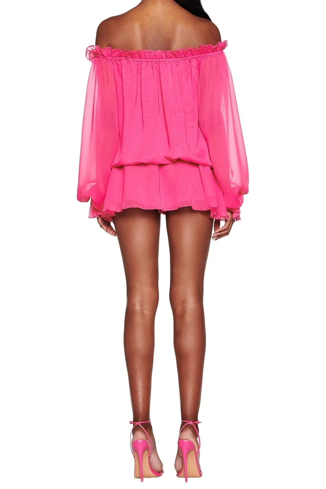 Glorol - Off-Shoulder Tie-Up Long Sleeve Mini Dress