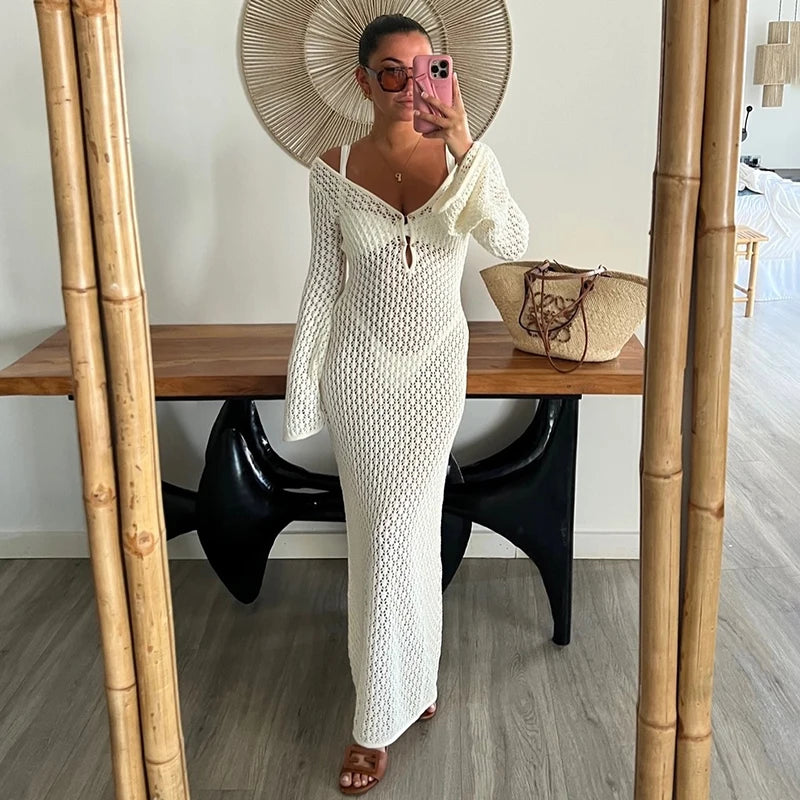 Glorol - See-Through Knitted Maxi Dress