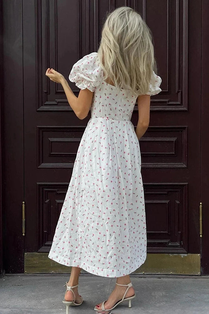 Glorol - Off-Shoulder Printed Split Sleeveless High Waist Backless Midi Dress