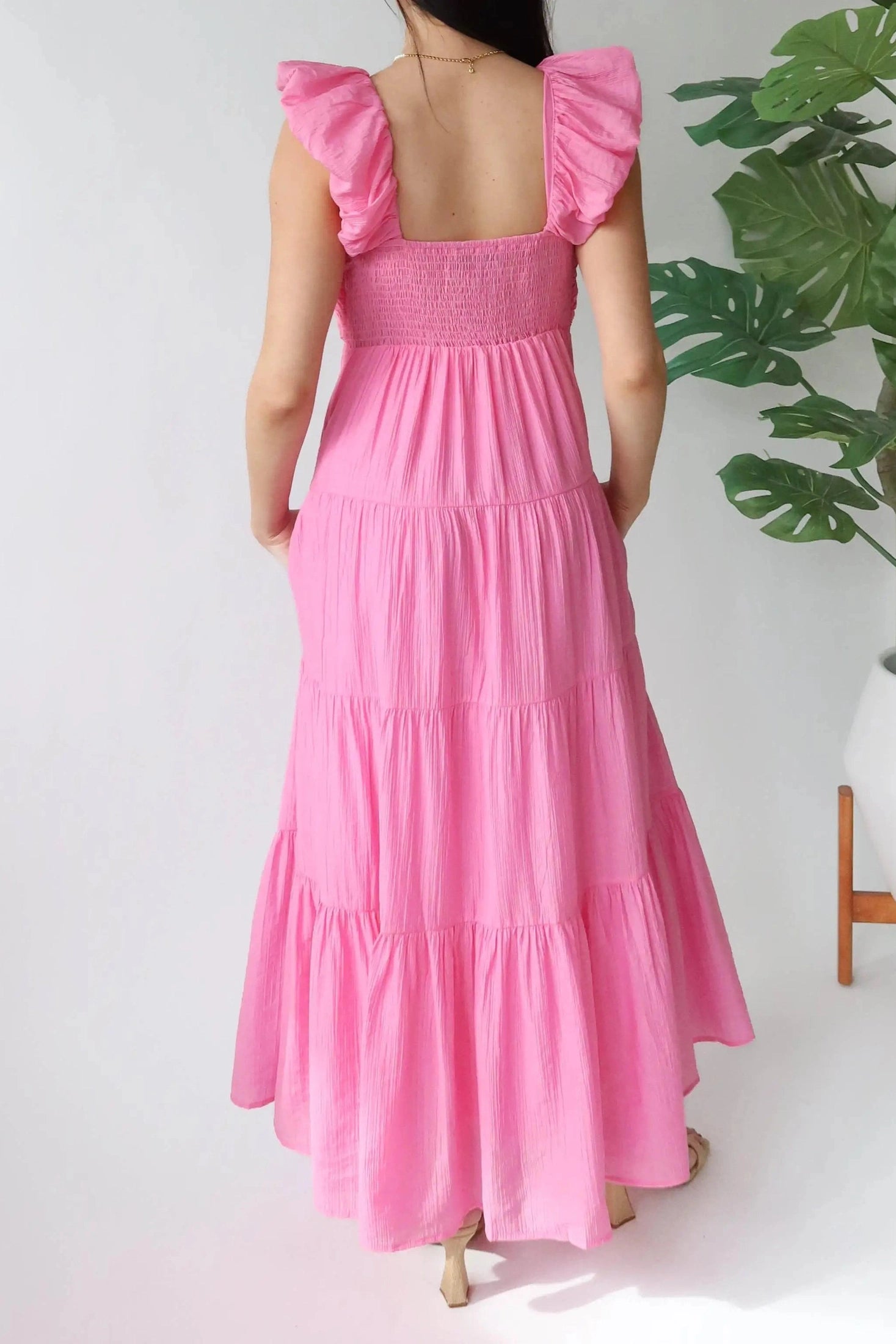 Glorol - Elegant V-Neck Loose Pleated Maxi Dress