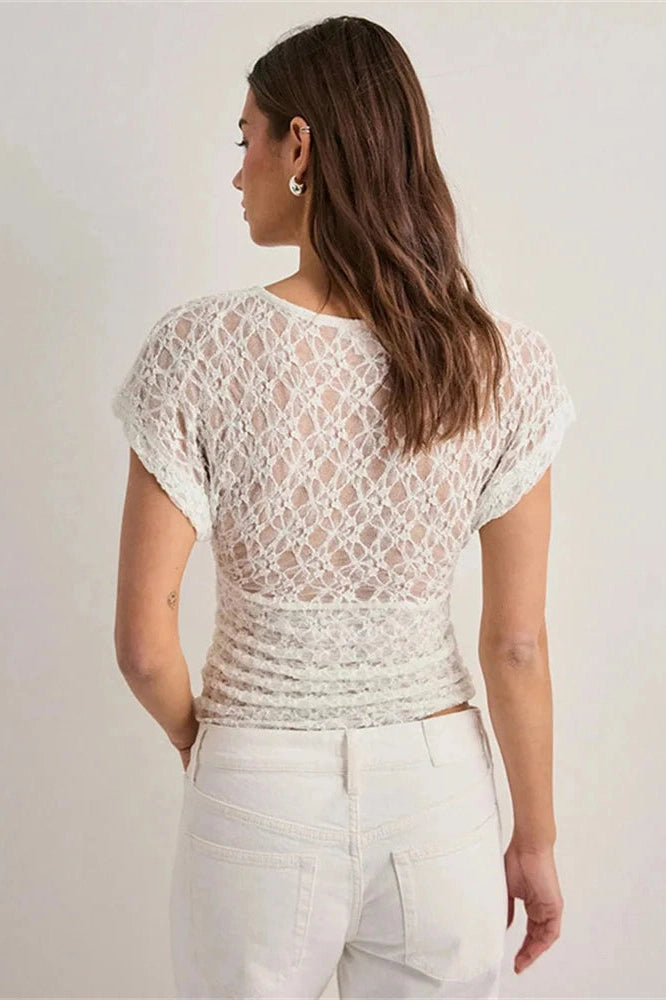 Glorol - Backless See-Through Sleeveless High Waist Top