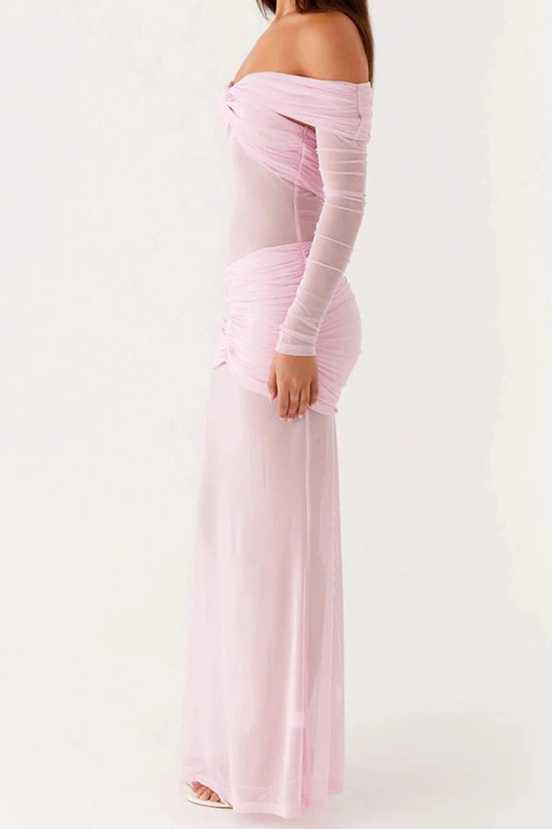 Glorol - Off-Shoulder Slim Fit Maxi Dress