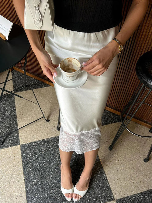 Glorol - Elegant High Waist Patchwork Lace Skirt