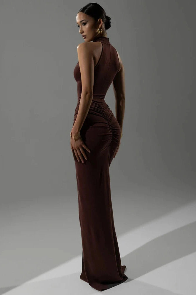 Glorol - Sleeveless Slim High Waist Split Maxi Dress