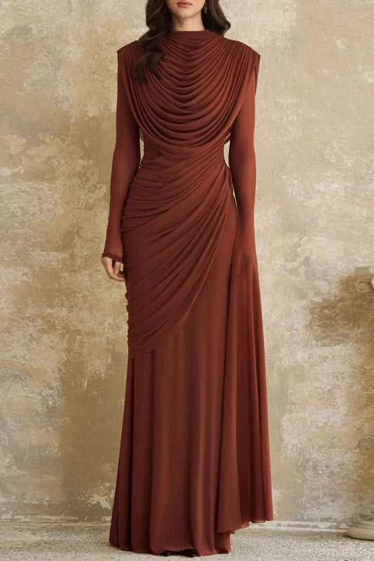 Glorol - Elegant Long Sleeve Slim Maxi Dress