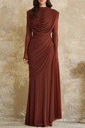 Glorol - Elegant Long Sleeve Slim Maxi Dress