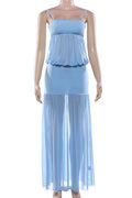 Glorol - See-Through Patchwork Spaghetti Straps Maxi Dress