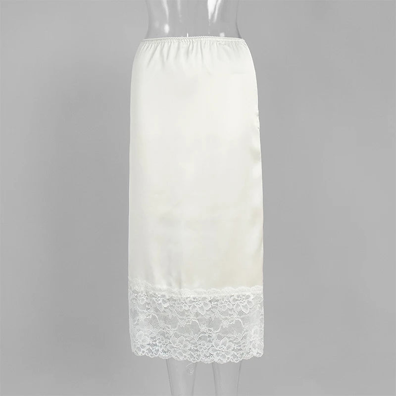 Glorol - High Waist Lace Splice Skirt