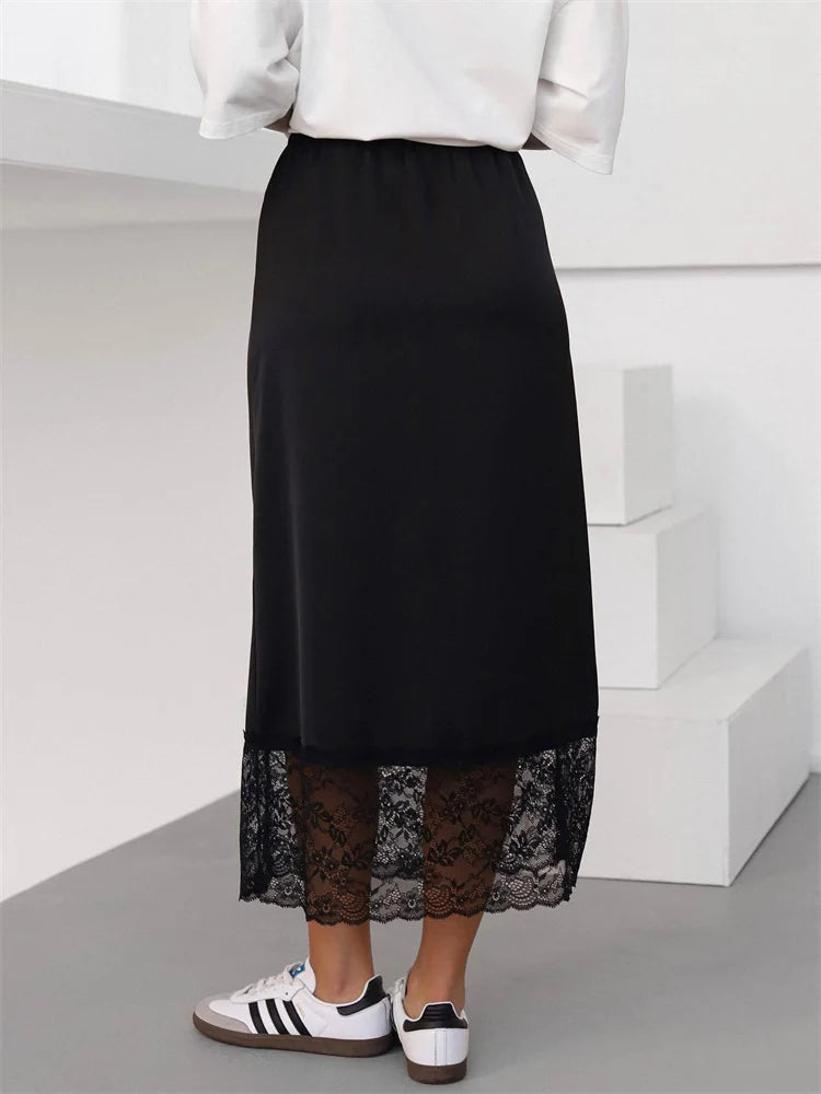 Glorol - Elegant High Waist Patchwork Lace Skirt