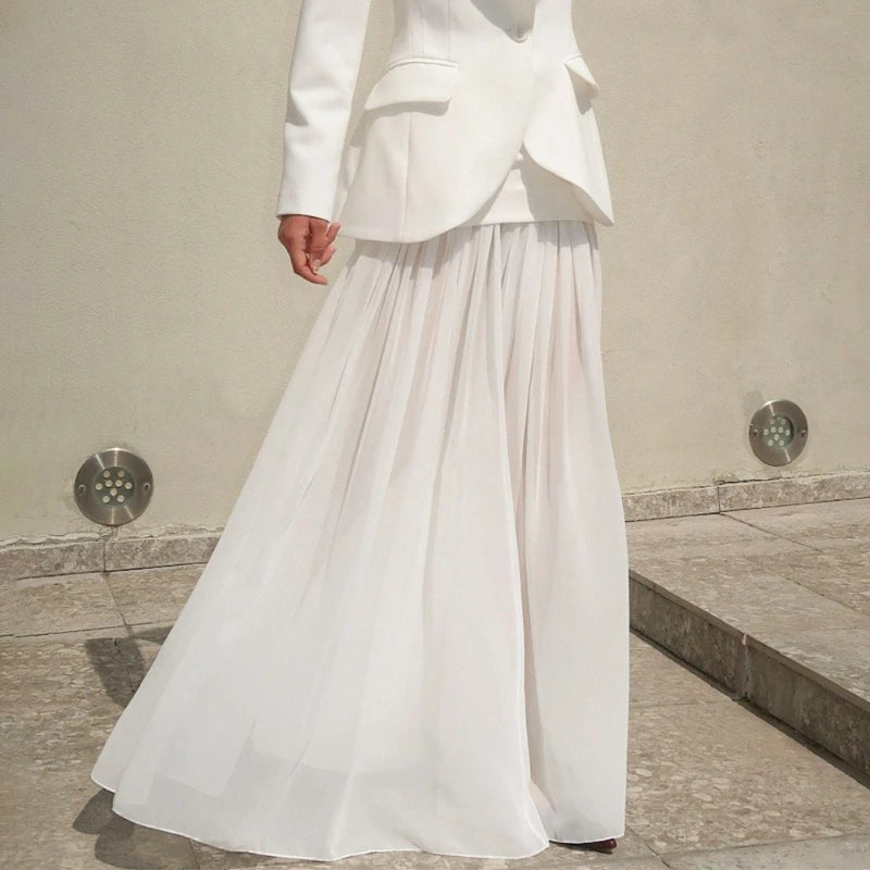 Glorol - Paneled High-Waisted Flowy Skirt