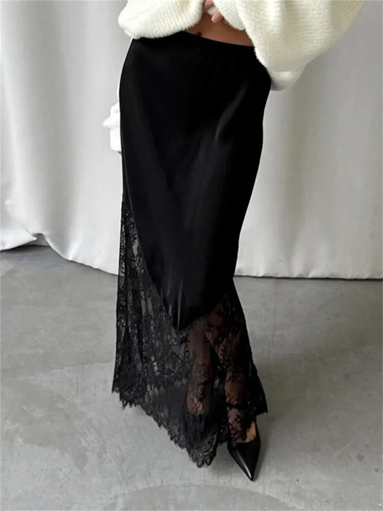 Glorol - High Waist Lace Patchwork Skirt