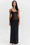 Glorol - Elegant Spaghetti Strap Backless See-Through Maxi Dress
