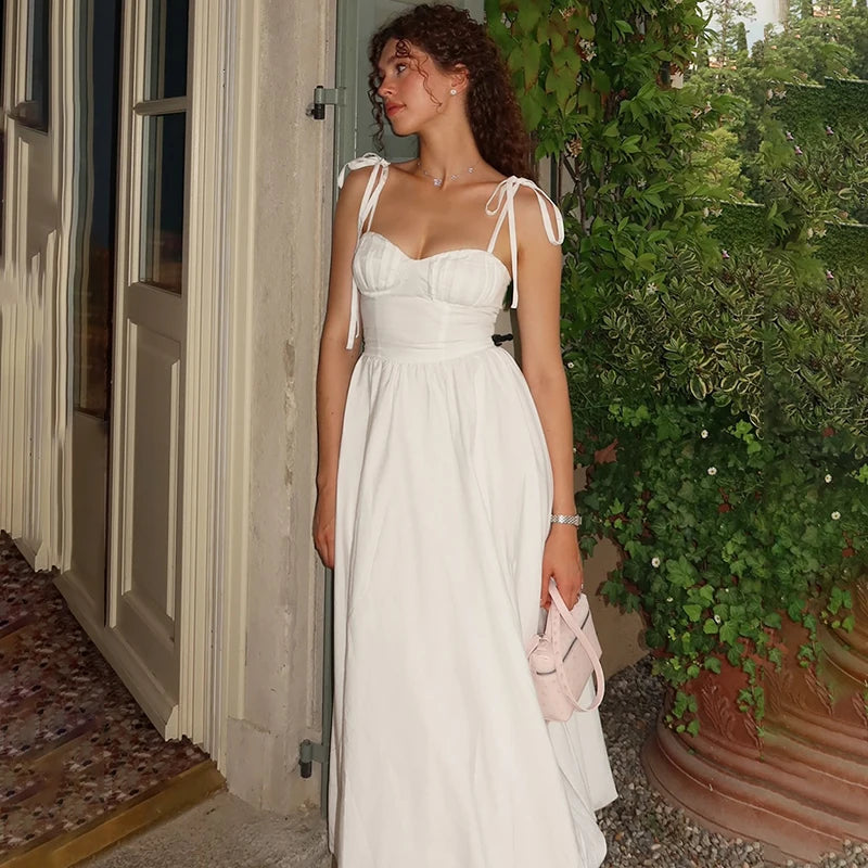 Glorol - Lace-Up Sleeveless Midi Dress