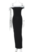 Glorol - Sleeveless Off-shoulder High Waist Bodycon Maxi Dress