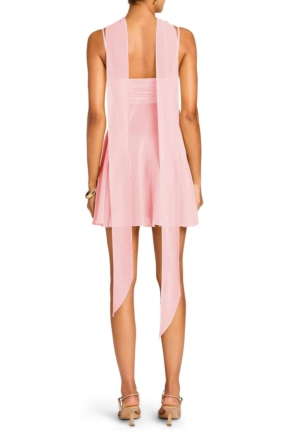 Glorol - Sleeveless Spaghetti Strap Backless A-Line Mini Dress