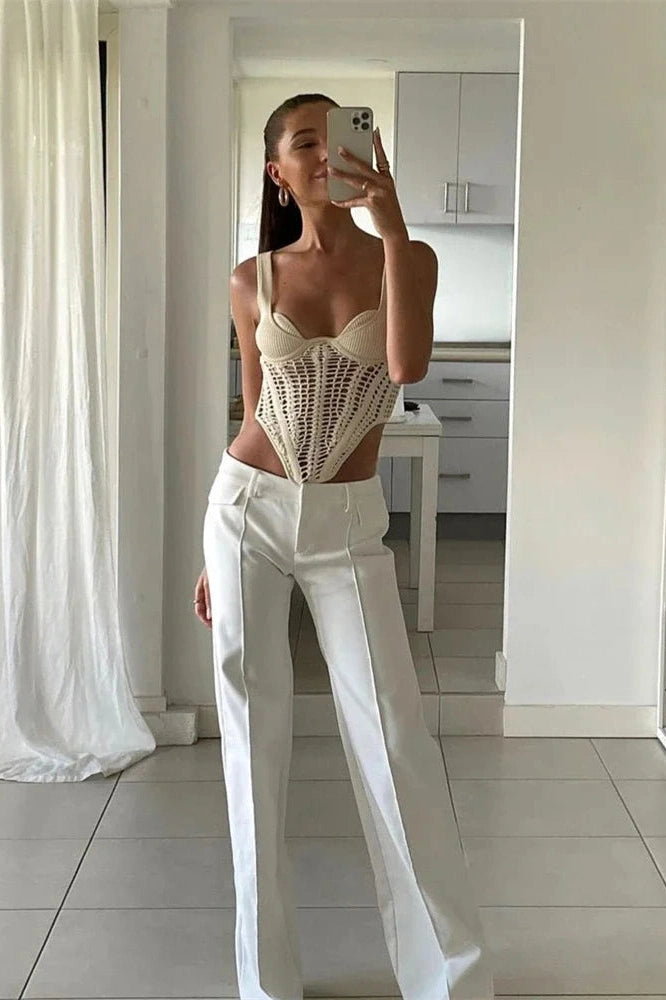 Glorol - Hollow Out Knitted Sleeveless Top