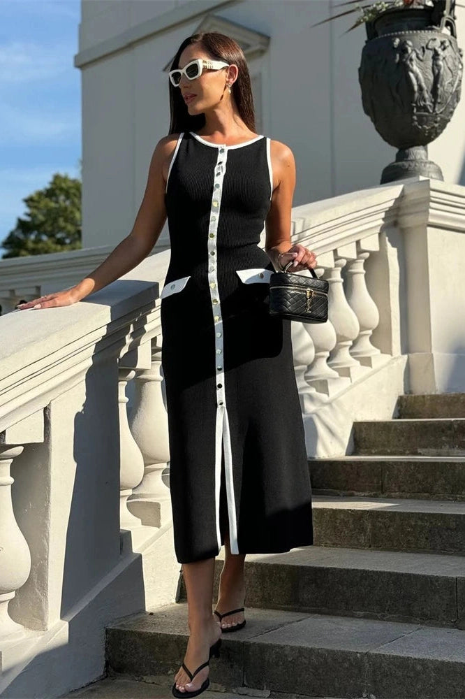 Glorol - High Waist Slim Sleeveless Maxi Dress