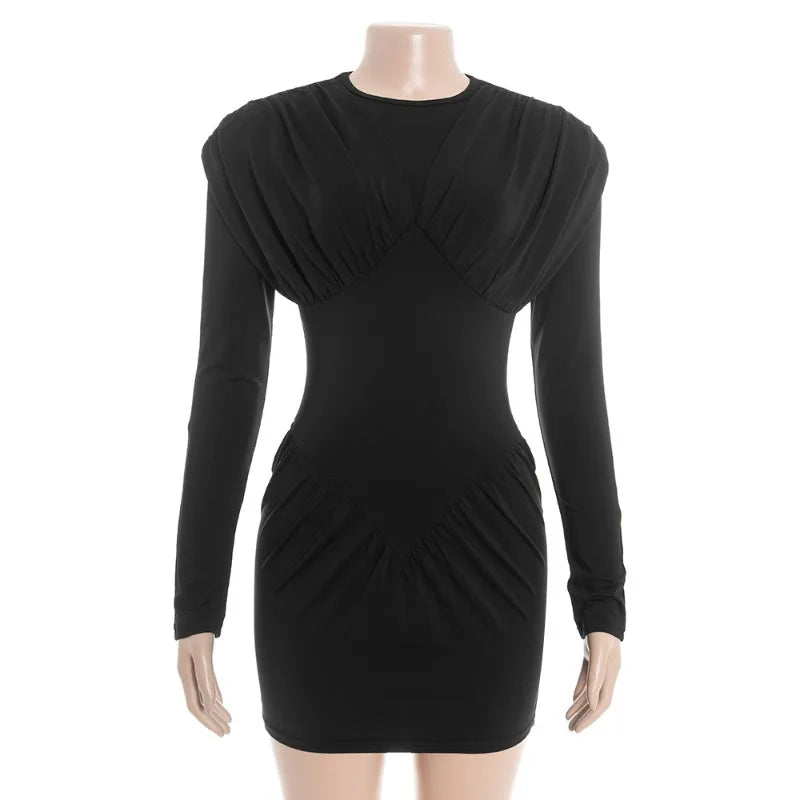 Glorol - Patchwork High Waisted Long Sleeve Mini Dress